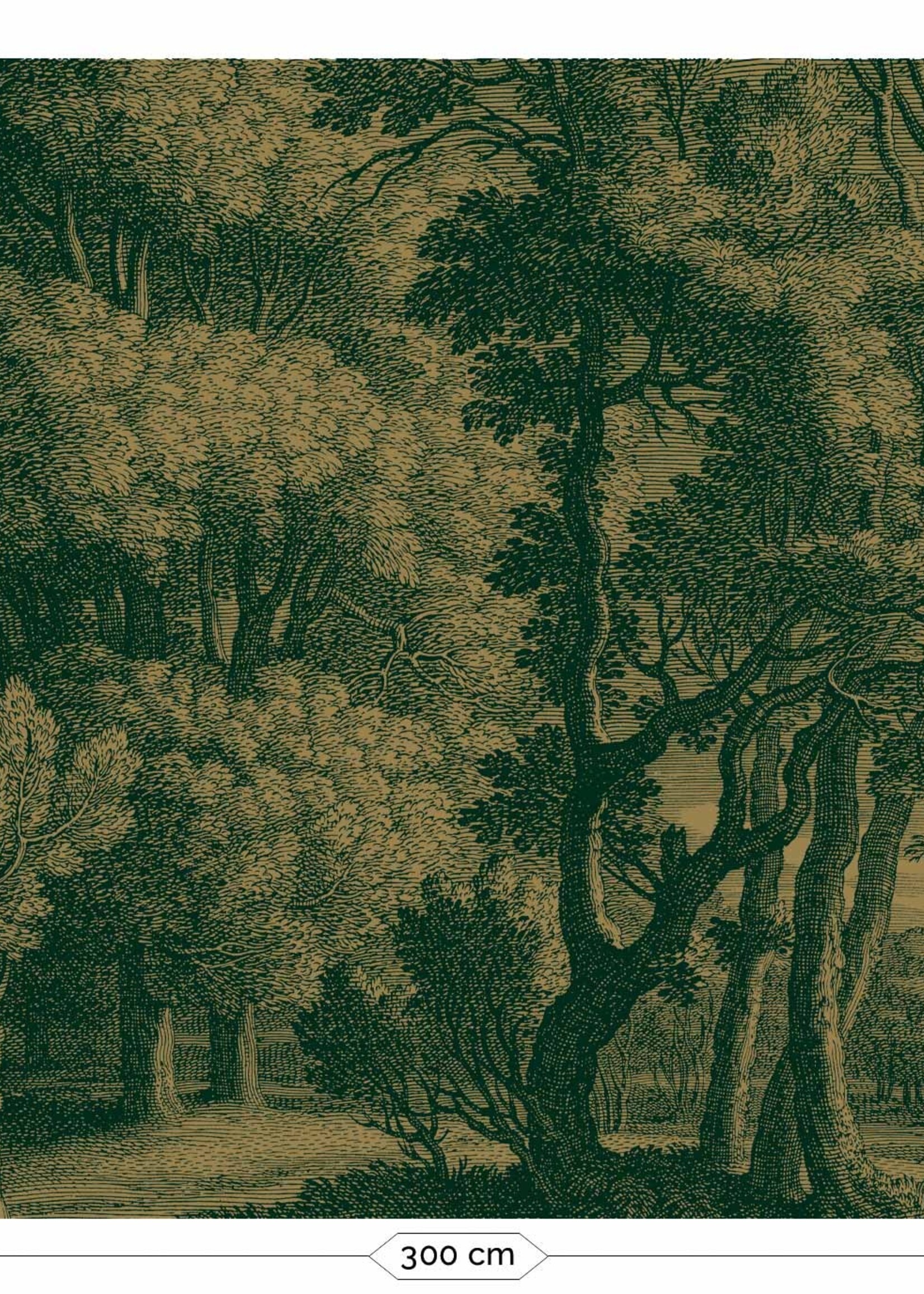 Gold metallic wall mural Engraved Landscapes, Dark green