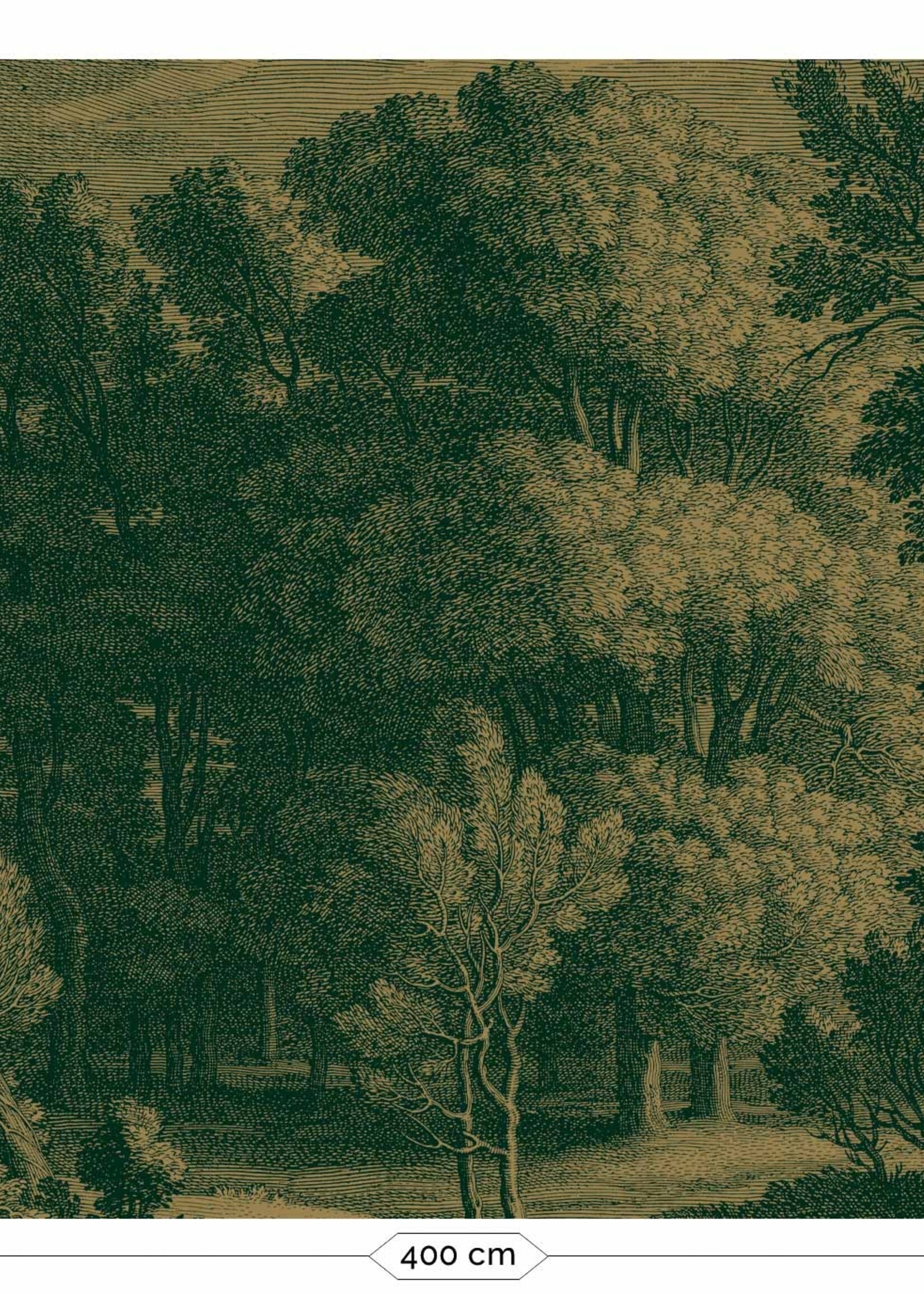 Goud behang Engraved Landscapes, Donkergroen