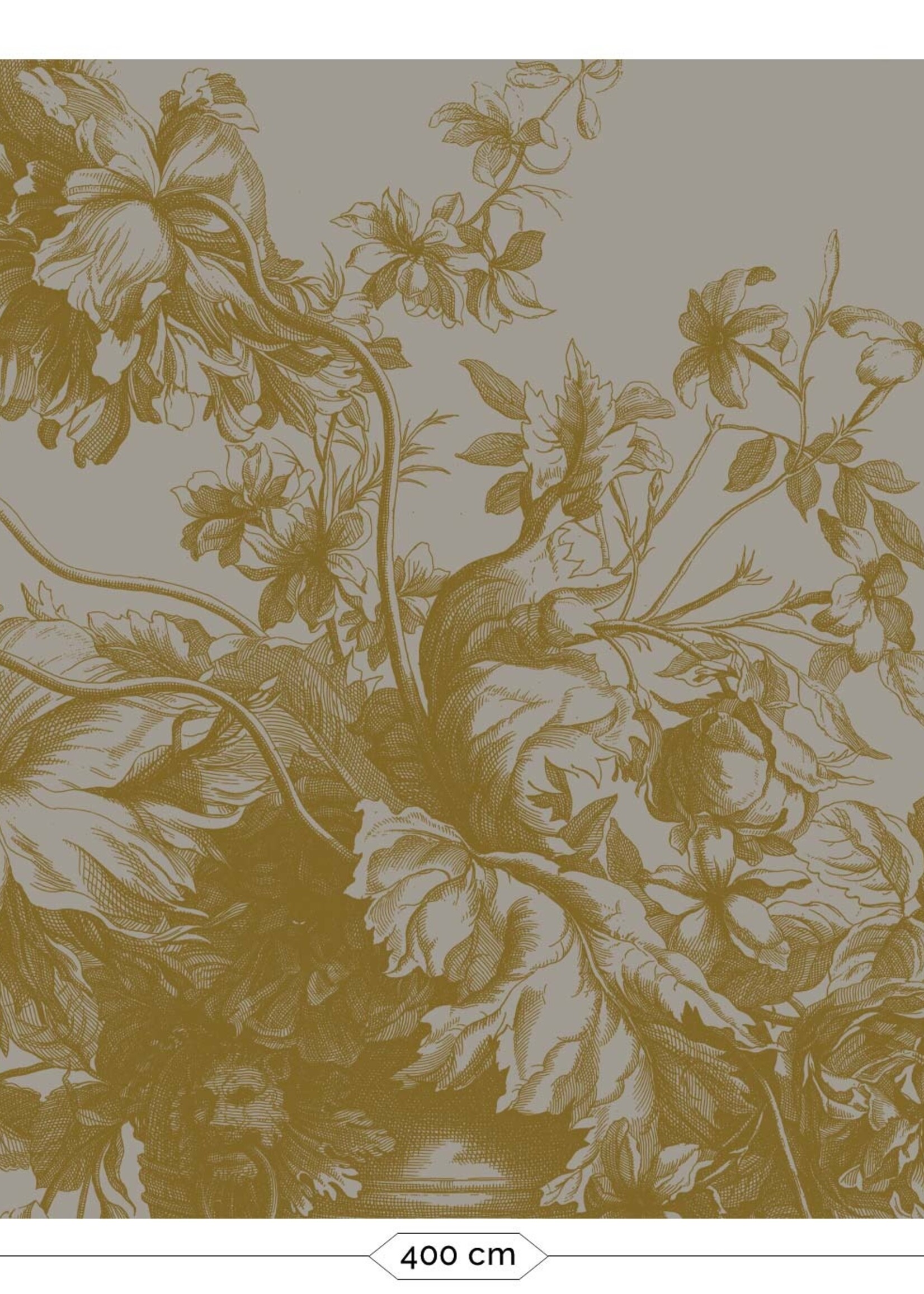 Goud behang Engraved Flowers, Grijs