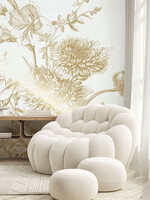 Gold metallic wall mural Engraved Flowers