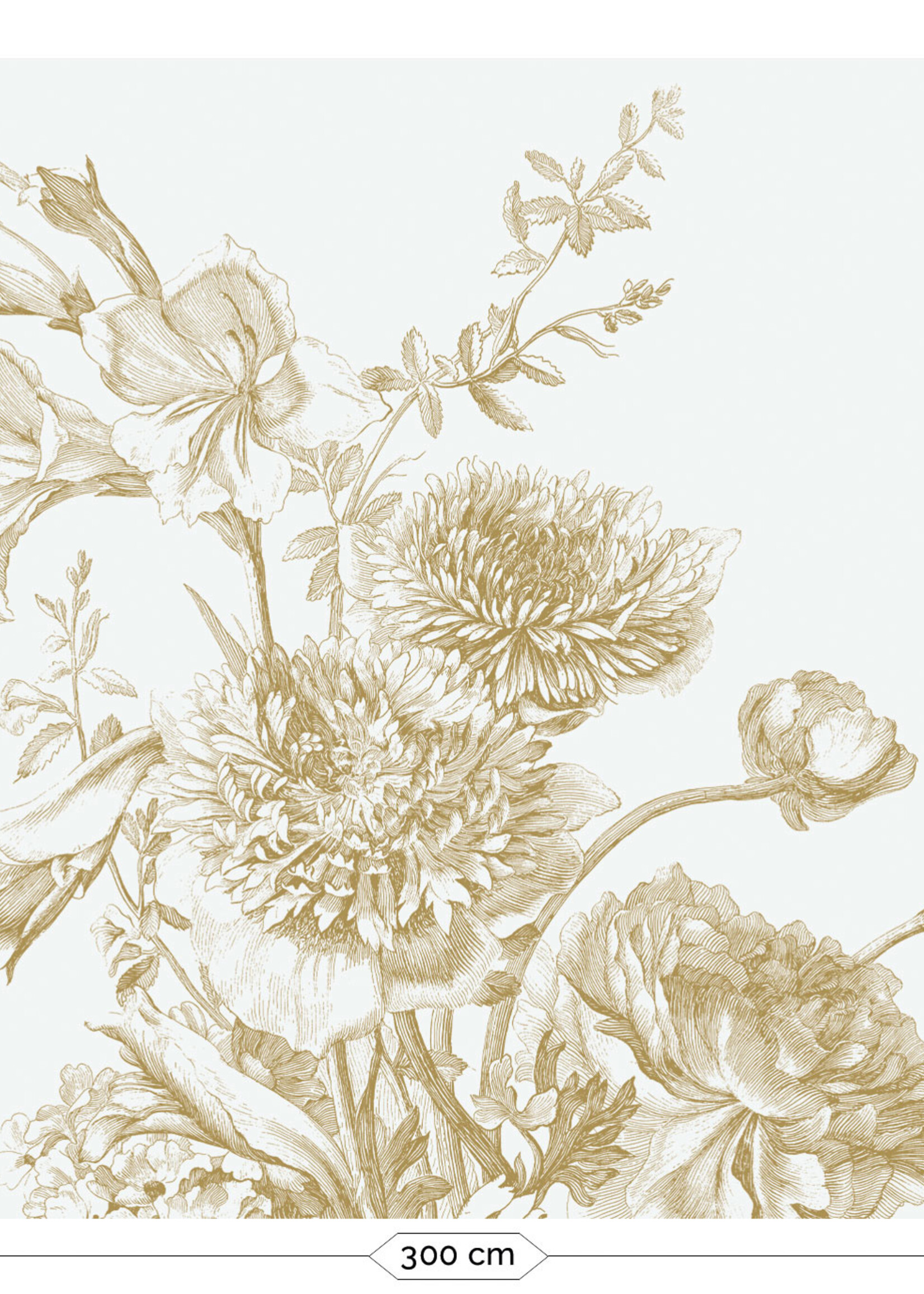 Goud behang Engraved Flowers, Off-white