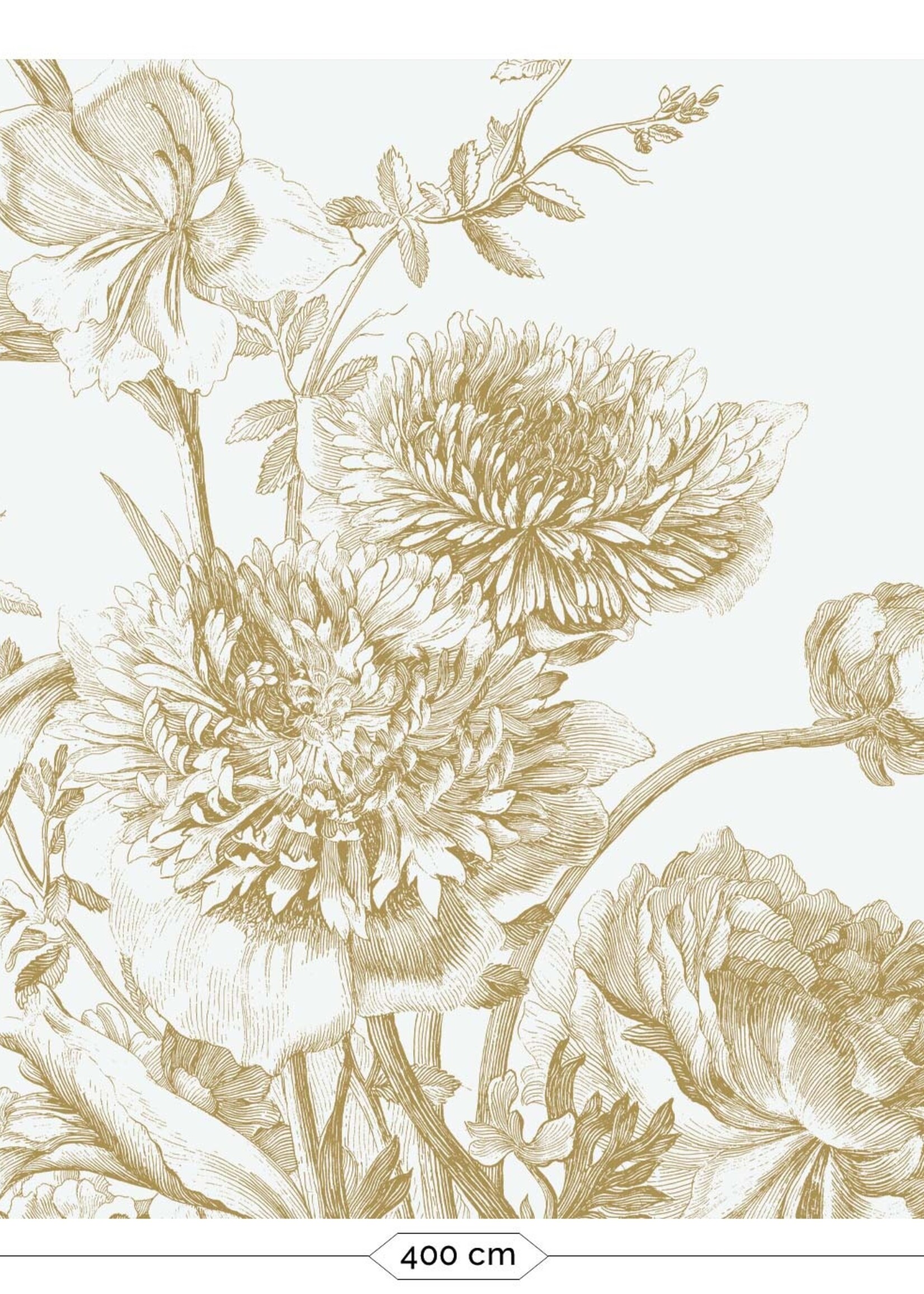 Goud behang Engraved Flowers, Off-white