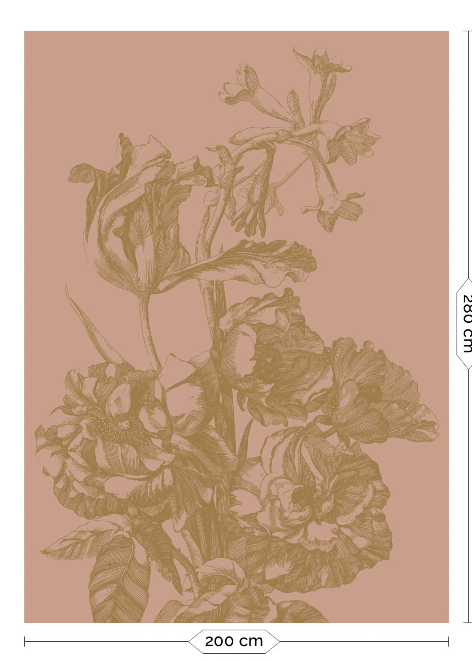 Goud behang Engraved Flowers, Nude