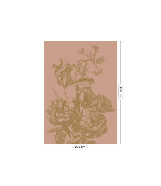 Goud behang Engraved Flowers, Nude