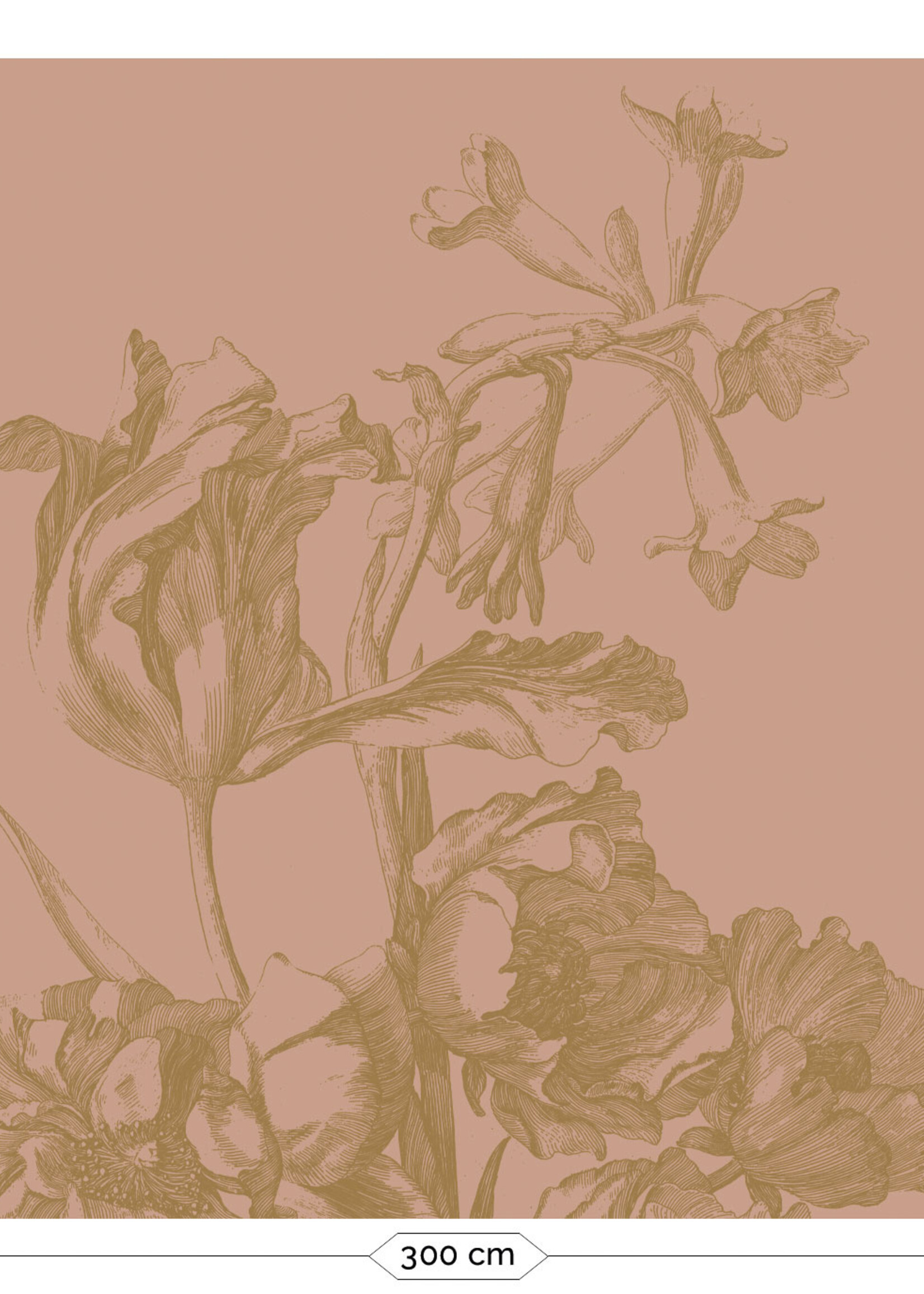 Goud behang Engraved Flowers, Nude