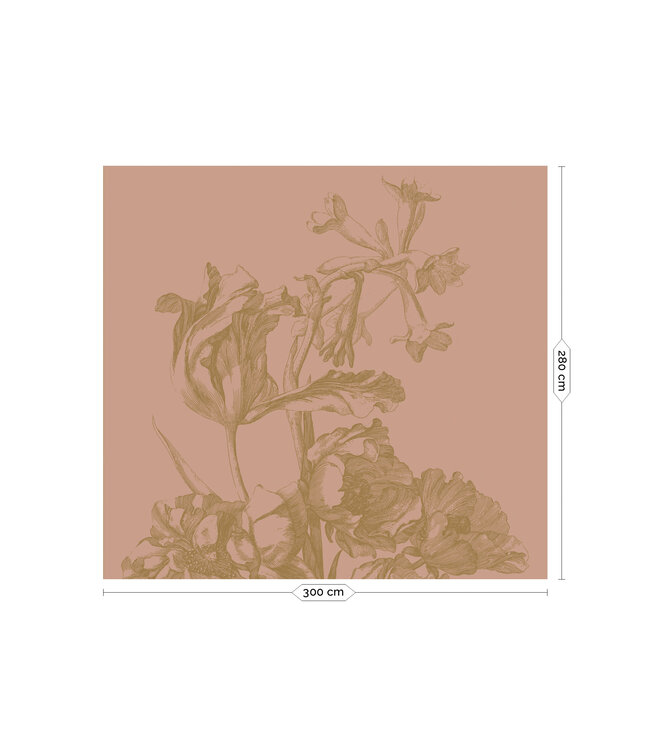 Goud behang Engraved Flowers, Nude