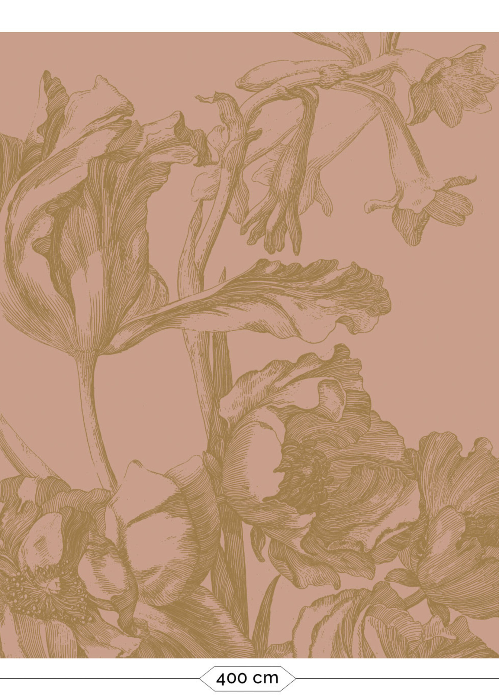 Gold metallic wall mural Engraved Flowers, Nude
