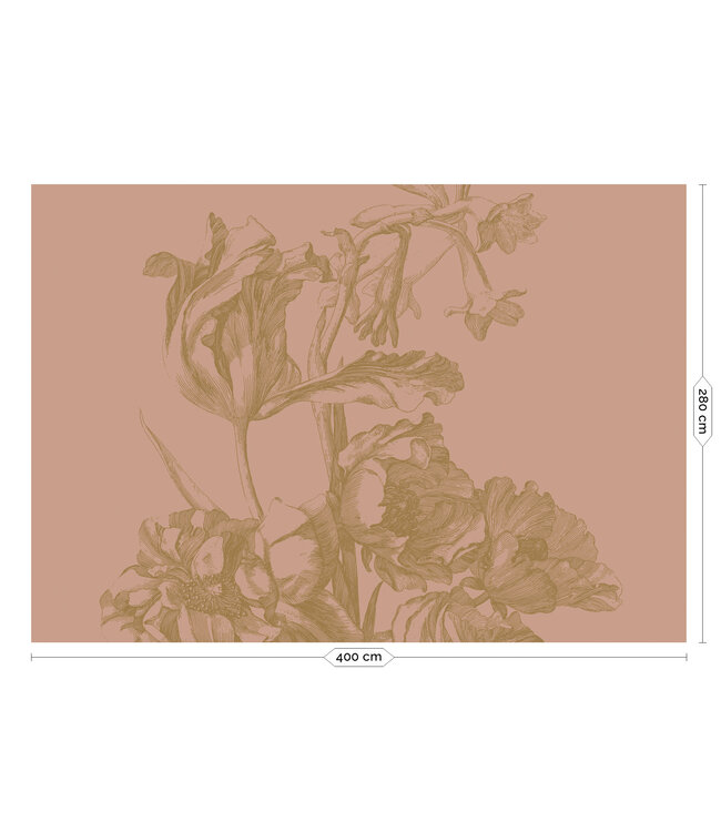 Goud behang Engraved Flowers, Nude