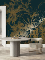 Gold-Tapete Engraved Flowers