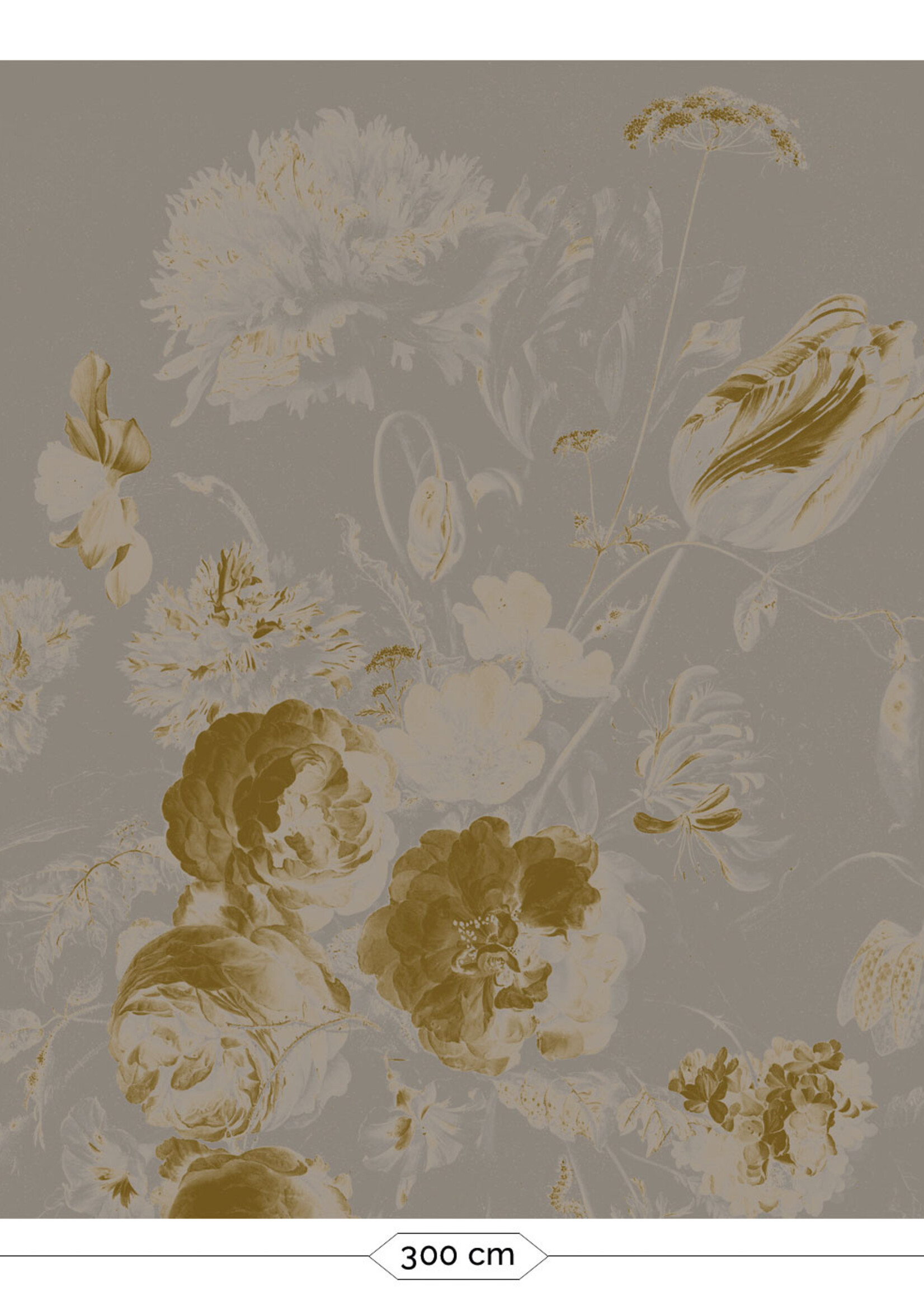 Goud behang Golden Age Flowers, Grijs