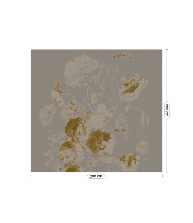 Gold-Tapete Golden Age Flowers, Grau
