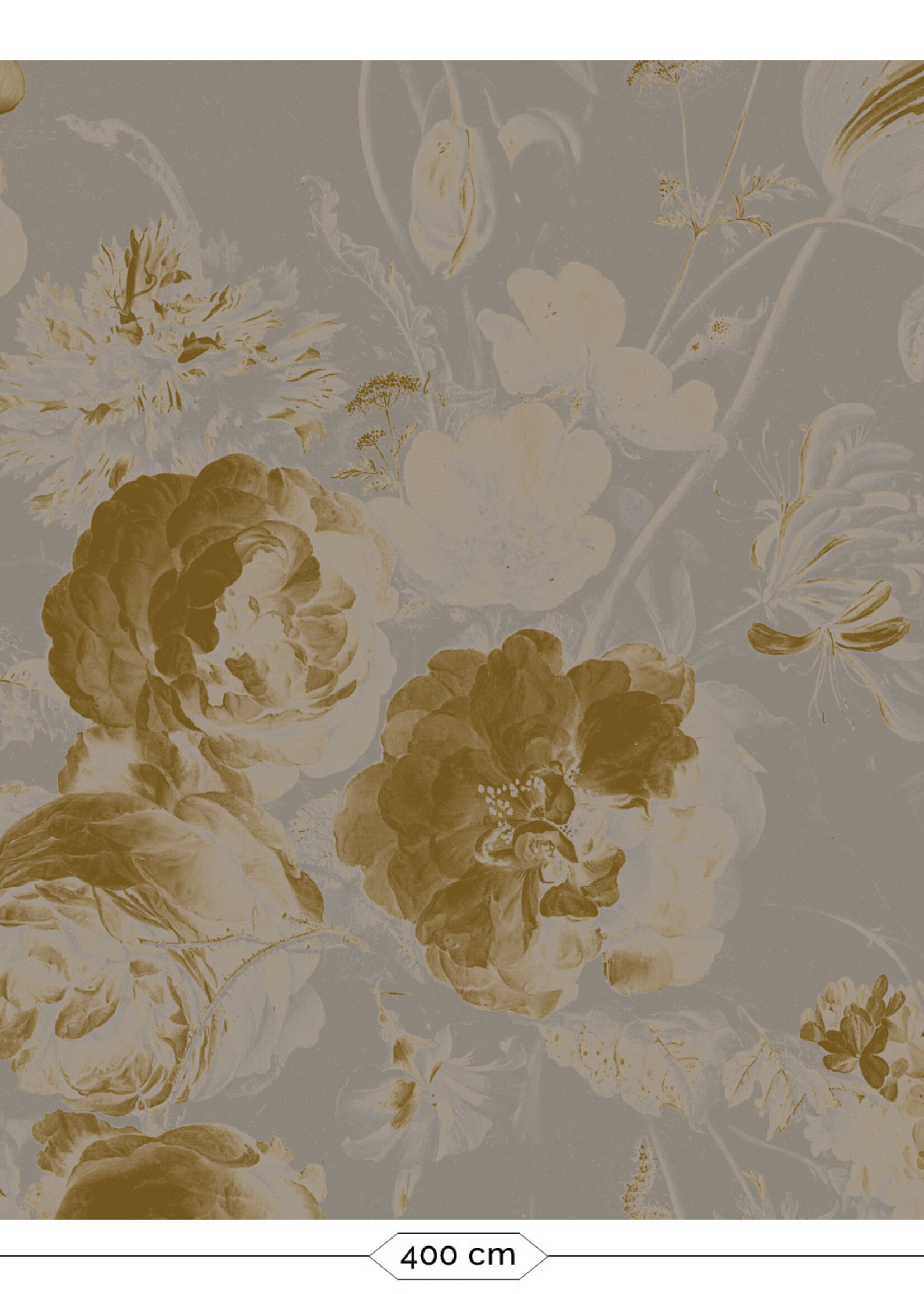 Goud behang Golden Age Flowers, Grijs