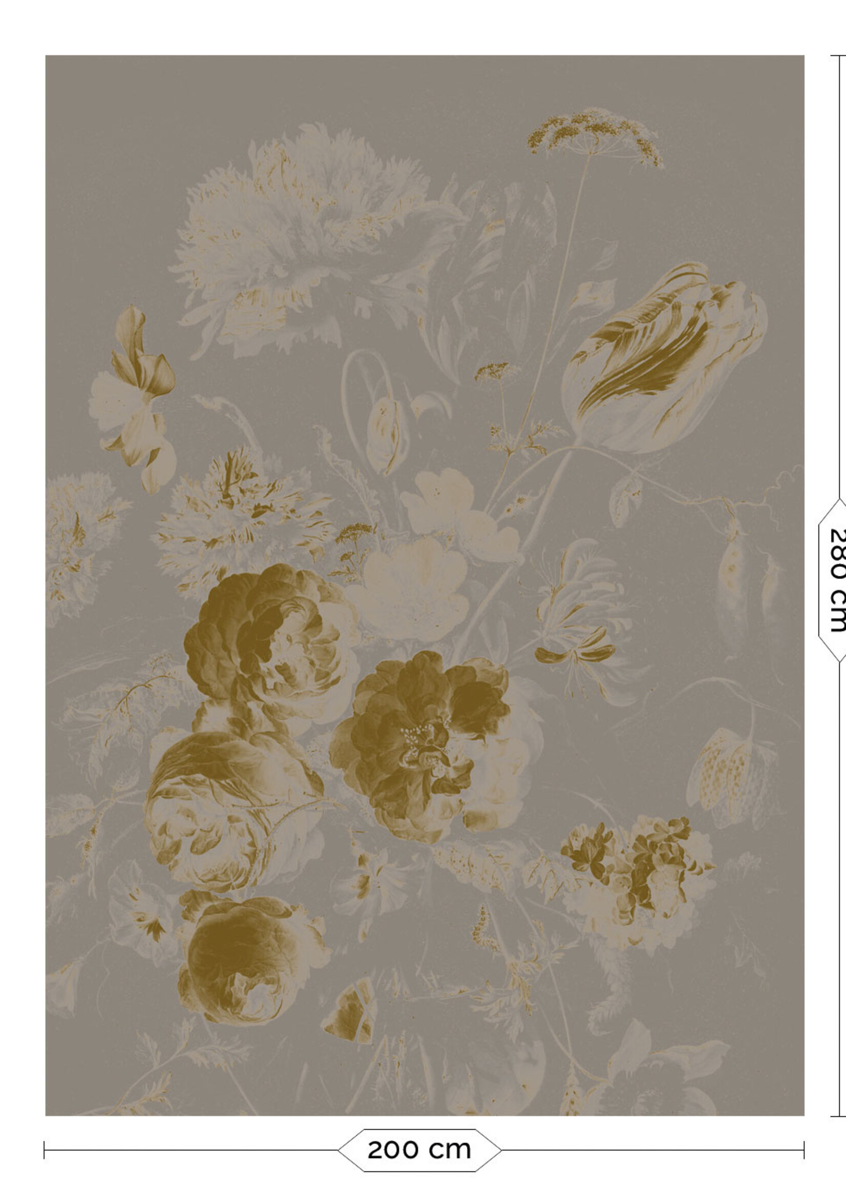 Gold-Tapete Golden Age Flowers, Grau