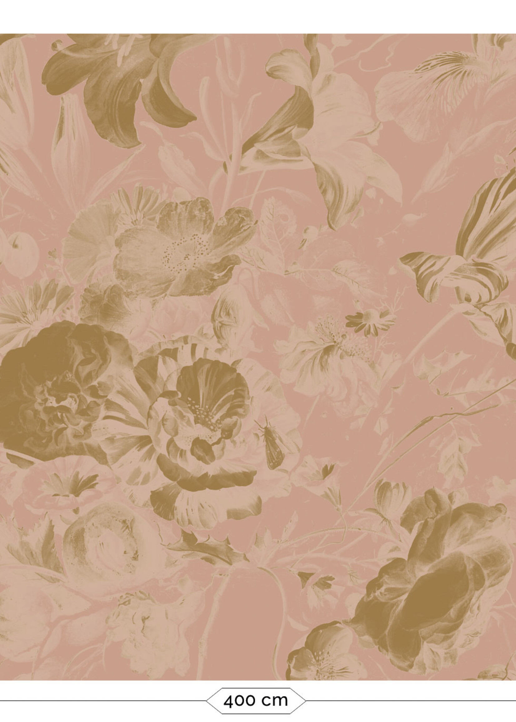 Gold metallic wall mural Golden Age Flowers, Nude