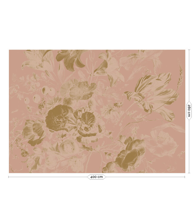 Goud behang Golden Age Flowers, Nude