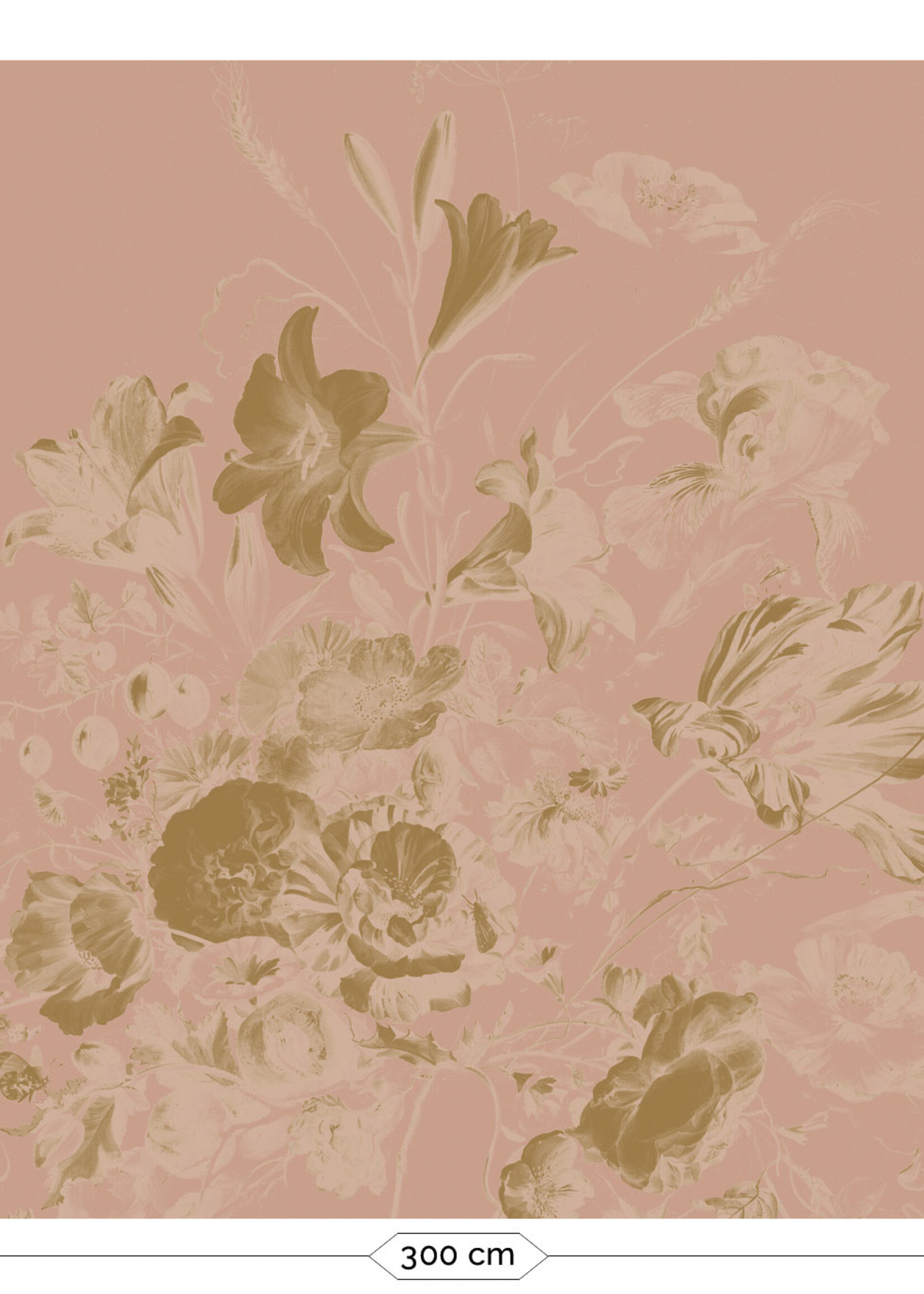 Gold metallic wall mural Golden Age Flowers, Nude