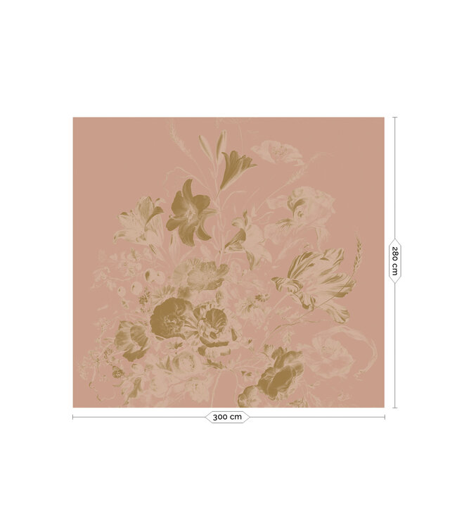 Goud behang Golden Age Flowers, Nude