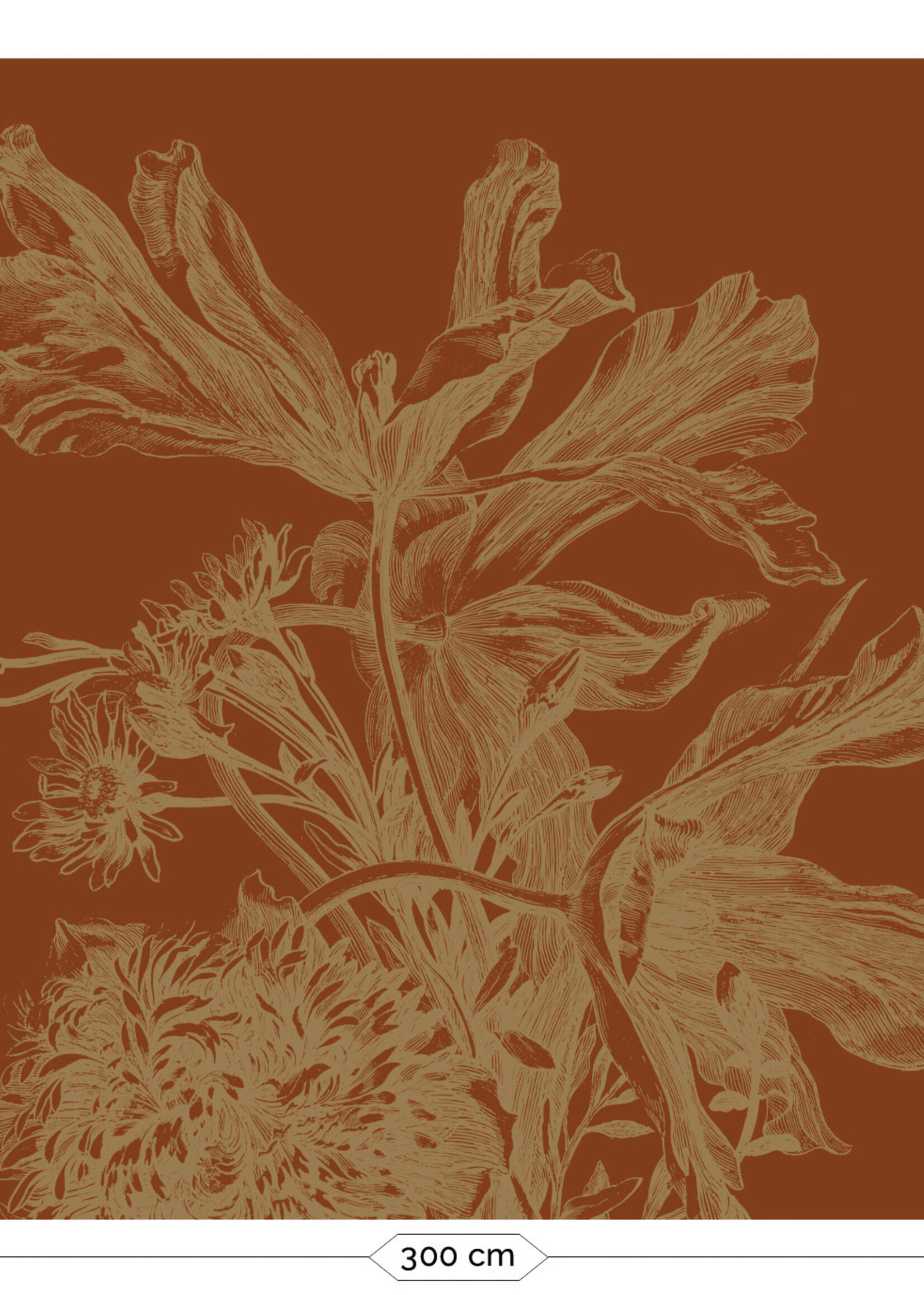 Goud metallic | Afwasbaar Goud behang Engraved Flowers, Terra
