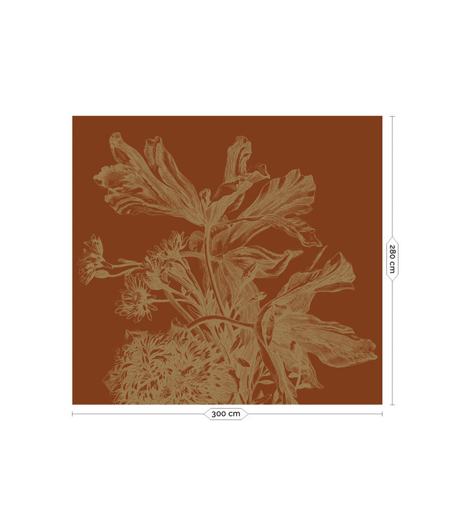 Gold metallic wall mural Engraved Flowers, Terra
