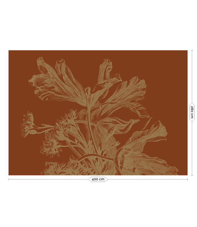 Goud behang Engraved Flowers, Terra