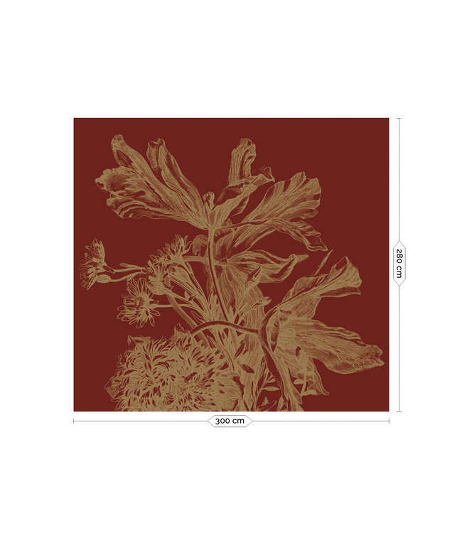Gold-Tapete Engraved Flowers, Bordeaux
