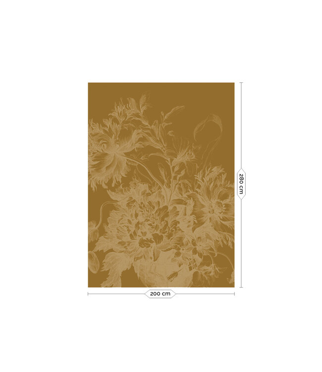 Gold-Tapete Engraved Flowers, Ocker