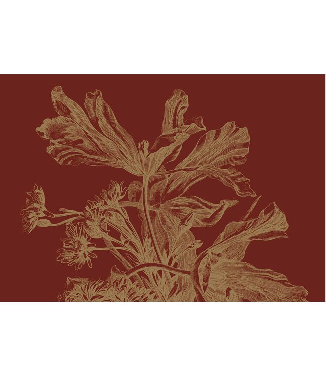 Gold-Tapete Engraved Flowers, Bordeaux