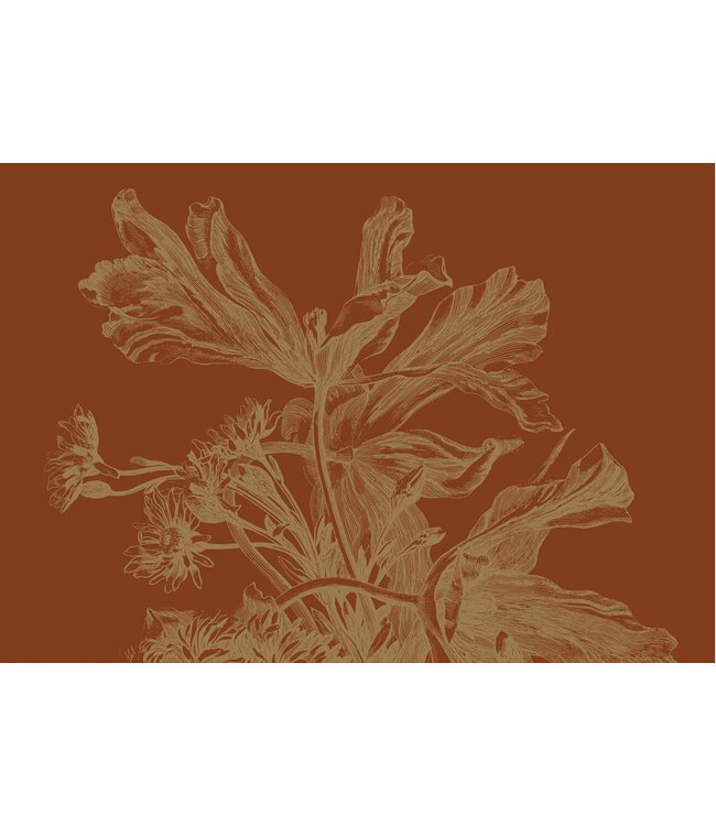 Gold metallic wall mural Engraved Flowers, Terra