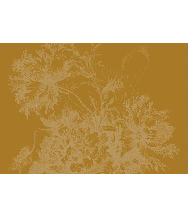 Gold-Tapete Engraved Flowers, Gelb