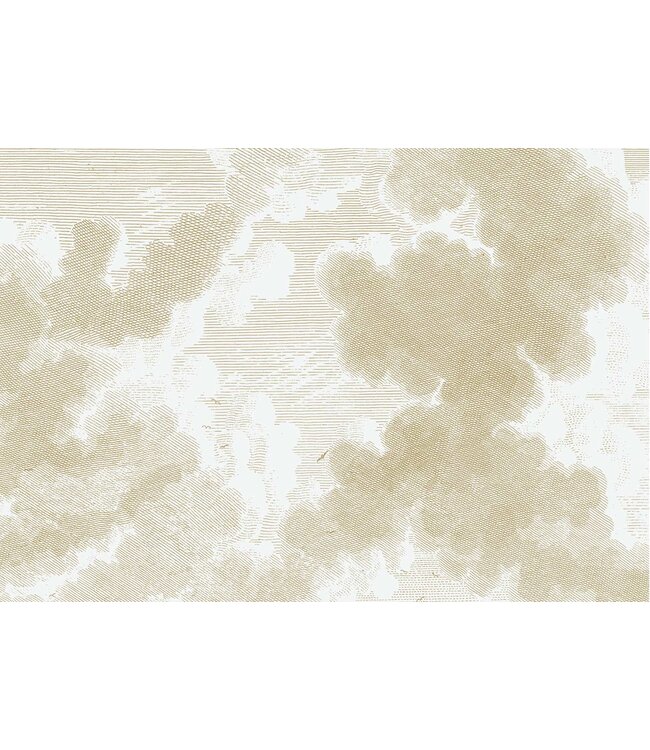 Goud behang Engraved Clouds, Off-white