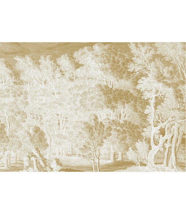 Goud behang Engraved Landscapes, Off-white