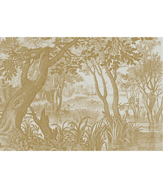 Goud behang Engraved Landscapes, Zand