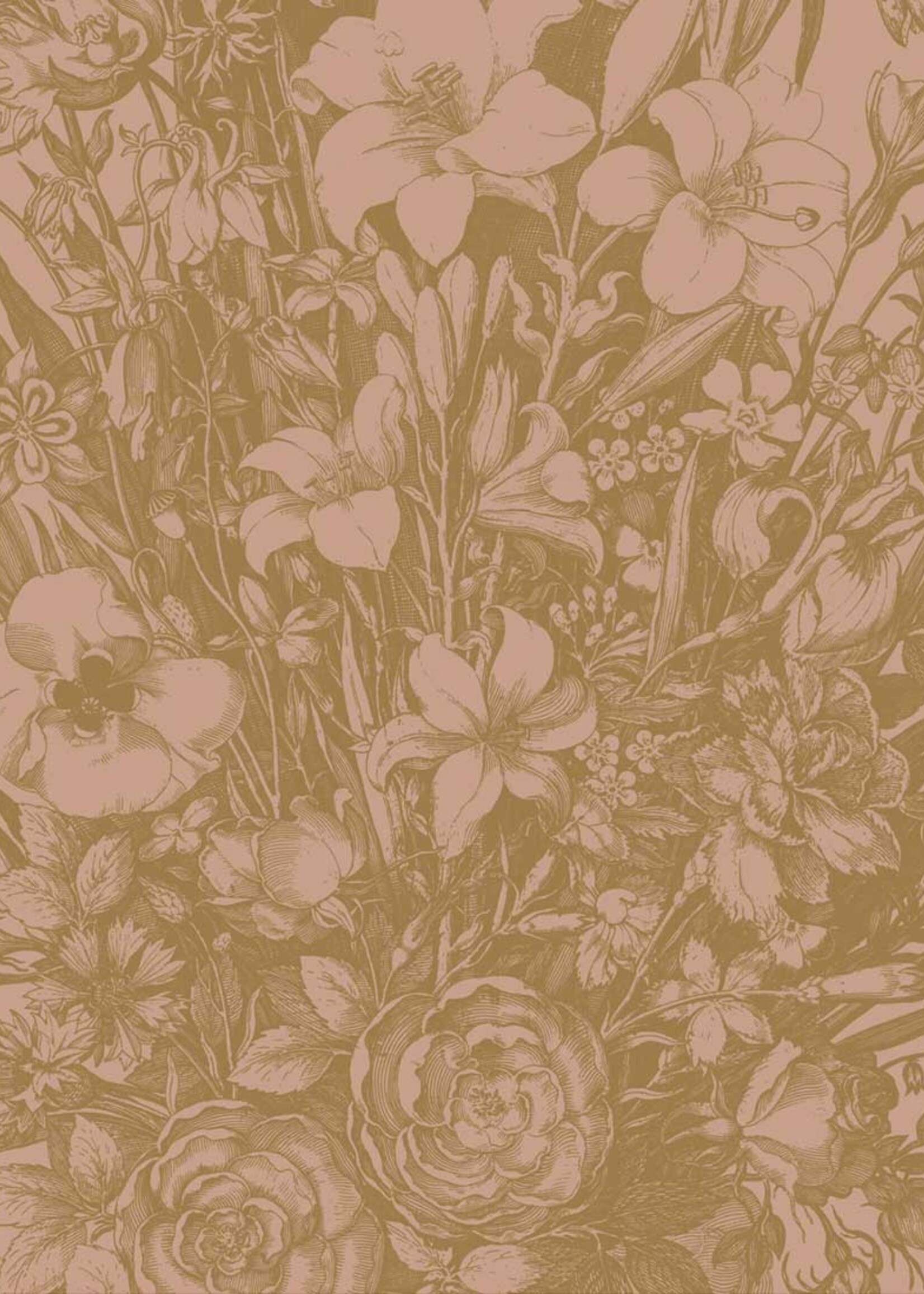 Goud metallic | Afwasbaar Gold-Tapete Engraved Flowers