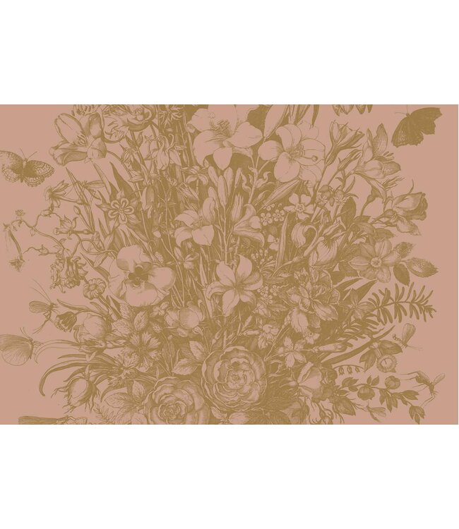Goud behang Engraved Flowers