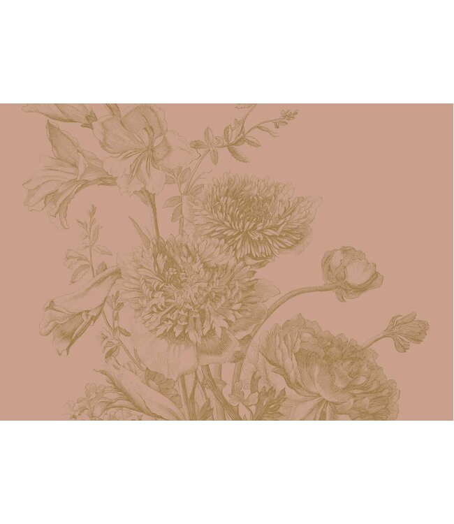 Goud behang Engraved Flowers, Nude