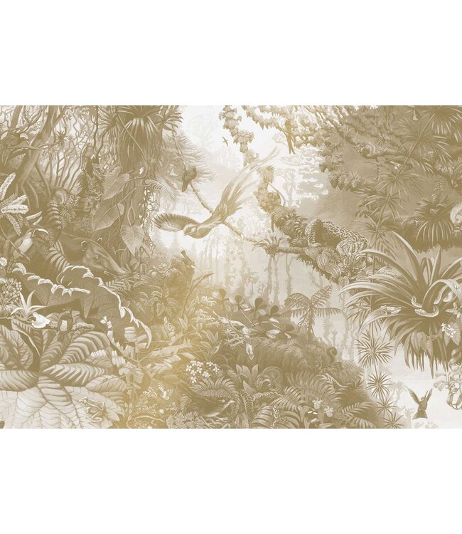 Goud behang Tropical Landscapes, Off-white
