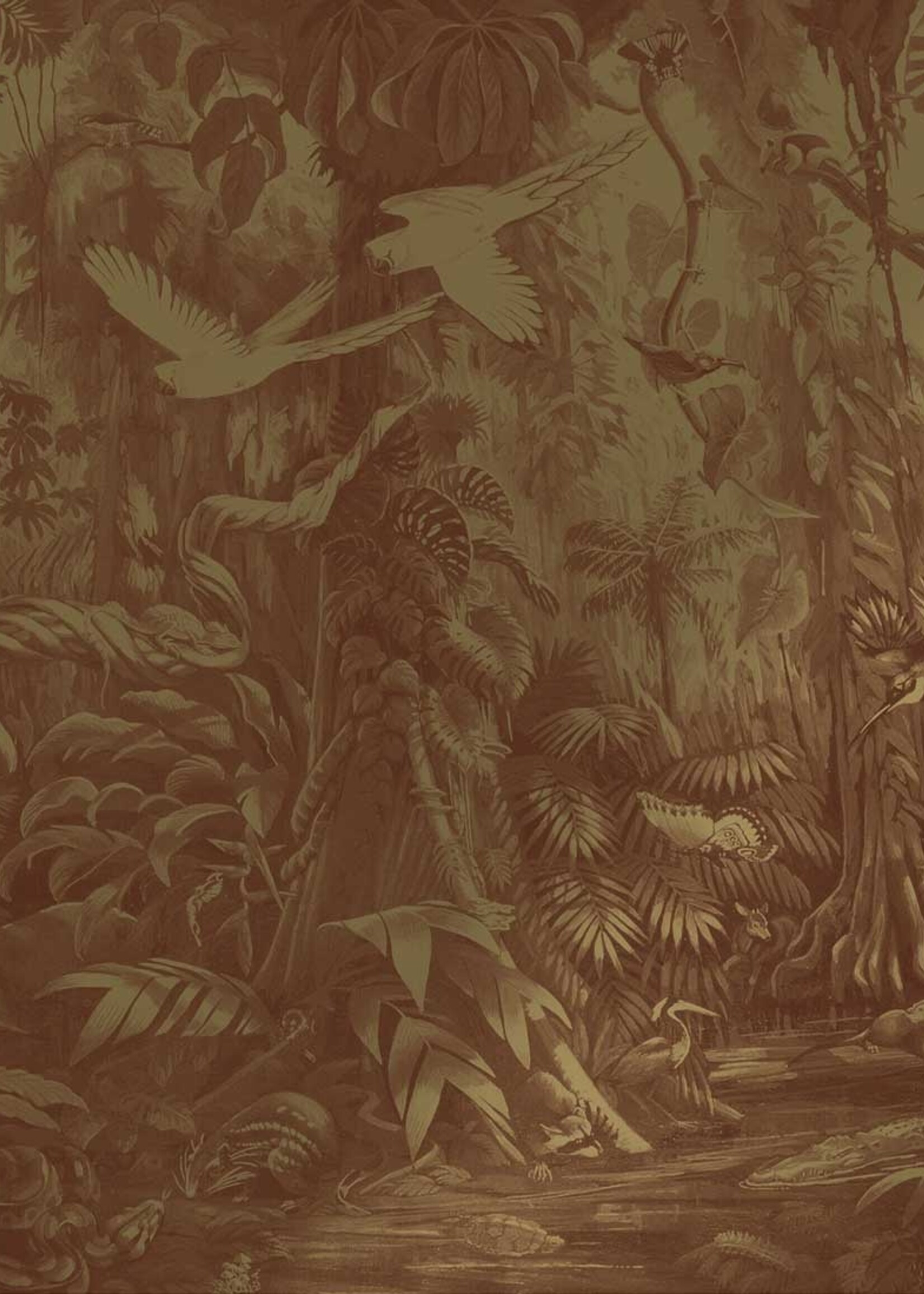 Goud behang Tropical Landscapes, Bruin
