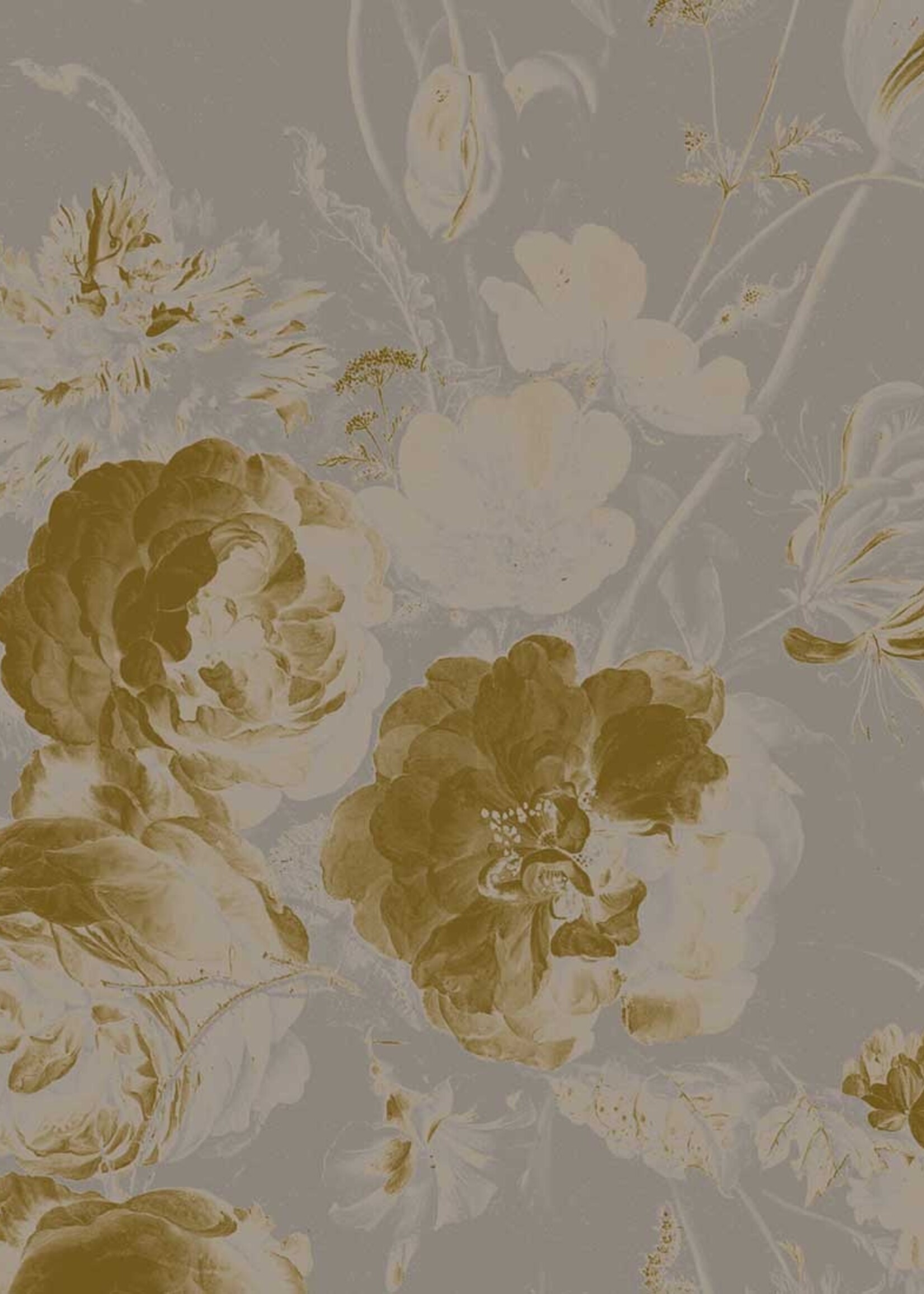 Gold-Tapete Golden Age Flowers, Grau