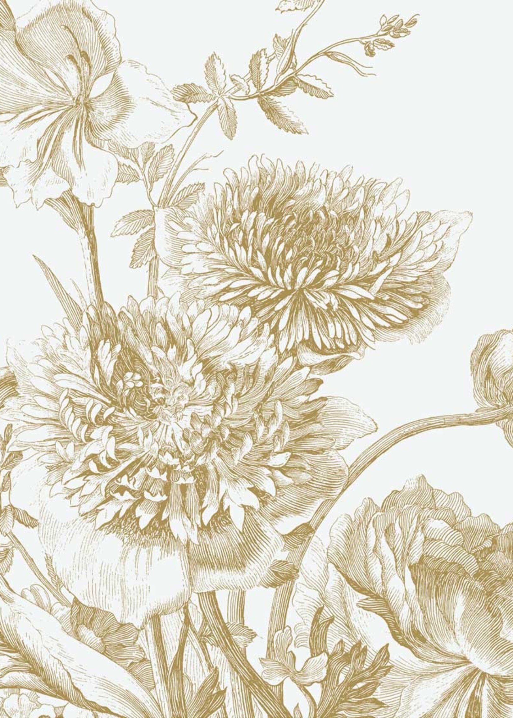 Goud behang Engraved Flowers, Off-white