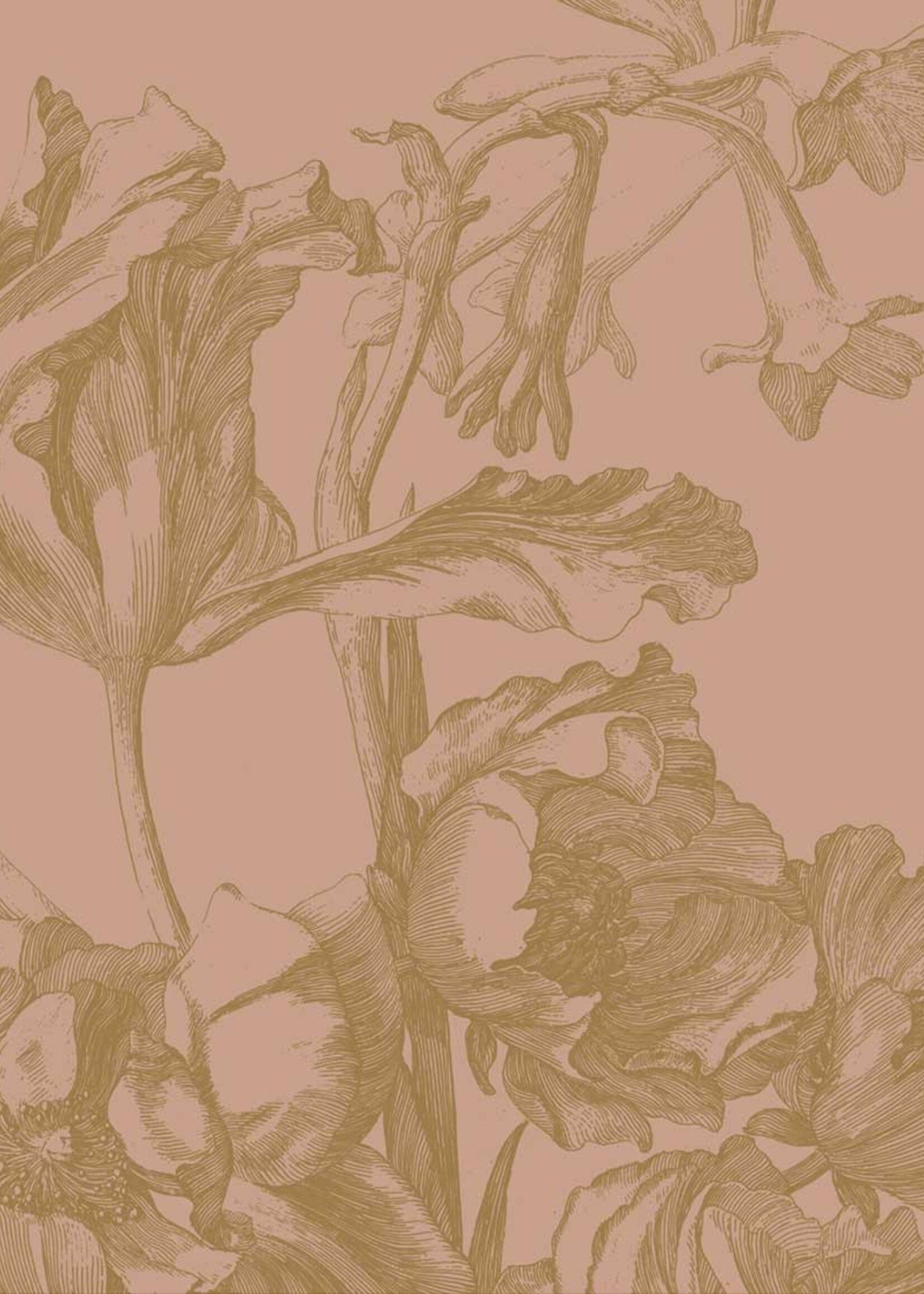 Goud behang Engraved Flowers, Nude