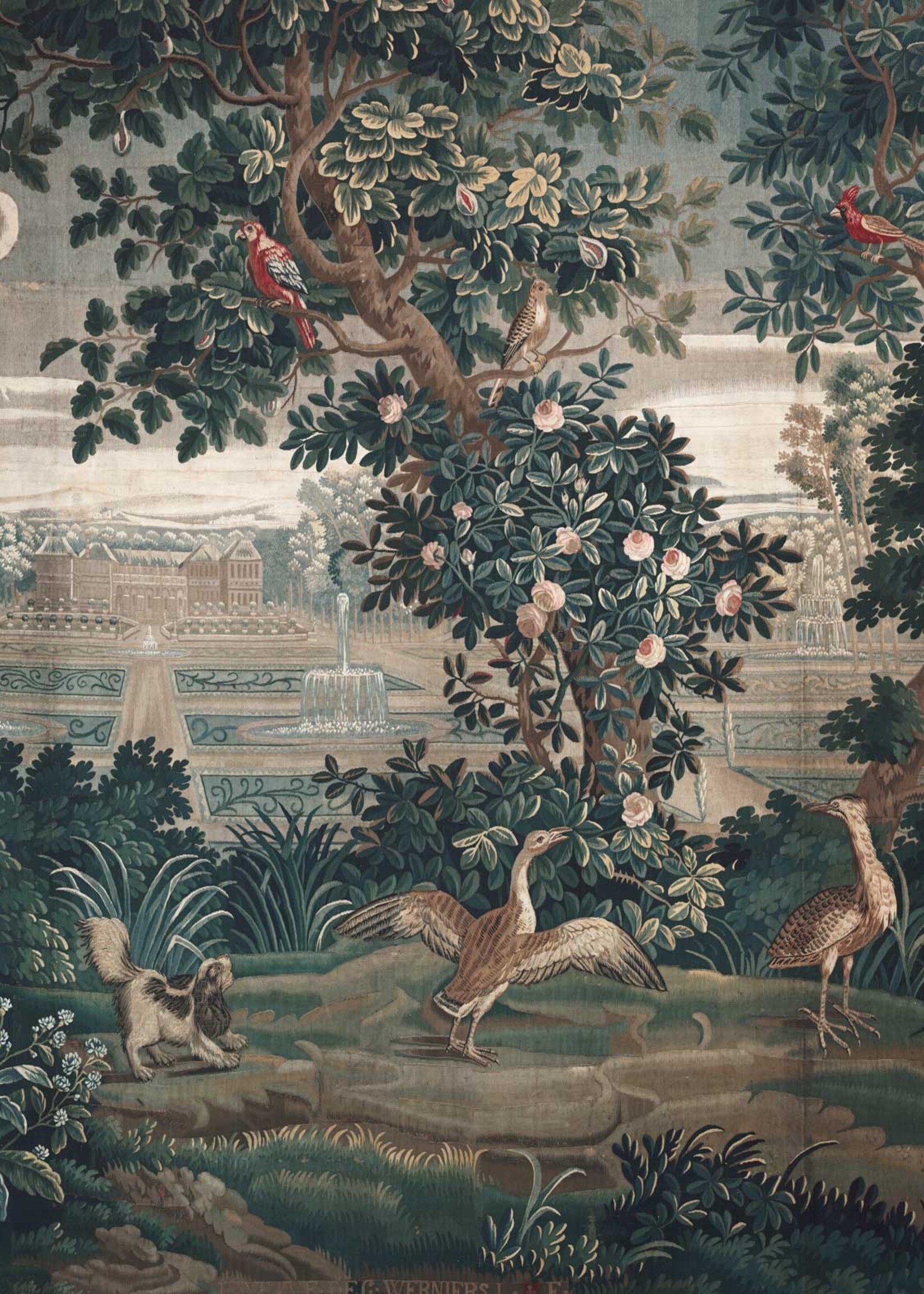 Wandvullend Landscape Tapestries, behang van vintage wandkleed