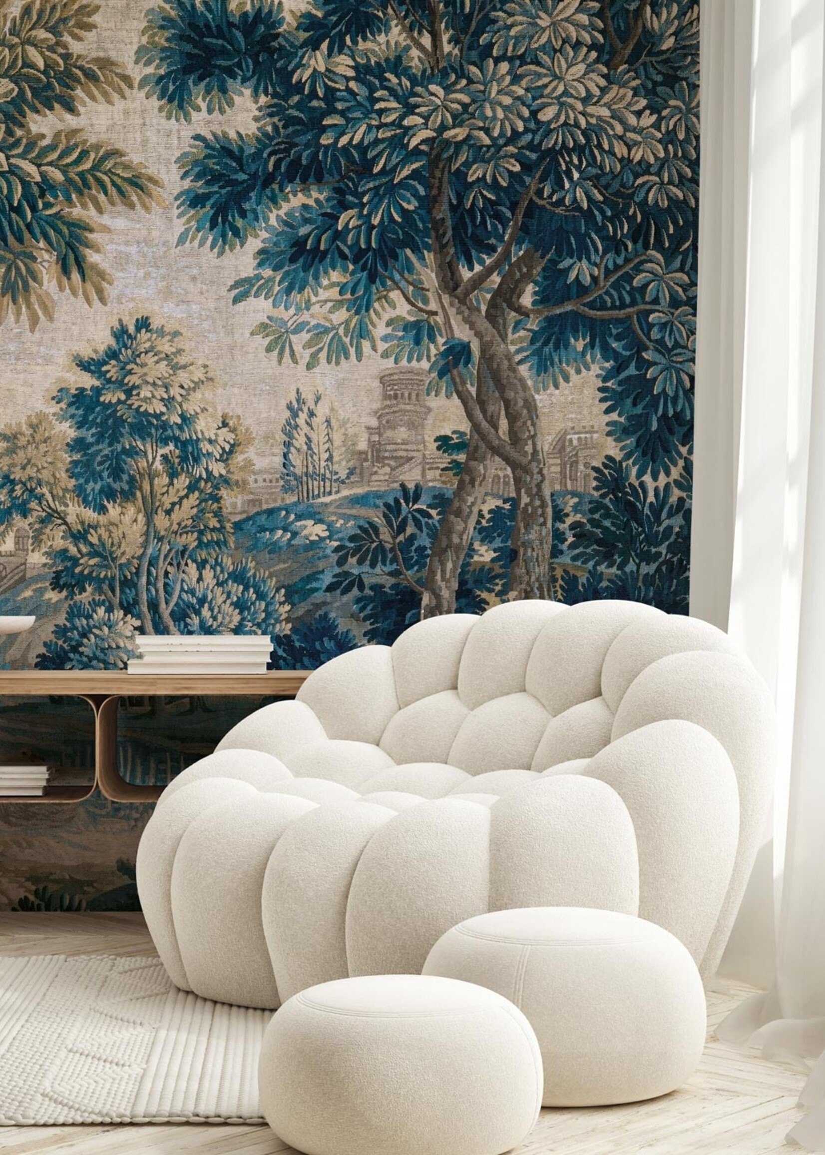 Wandvullend Landscape Tapestries, Tapete aus alten Wandteppichen