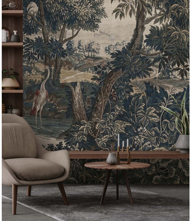 Landscape Tapestries, behang van vintage wandkleed
