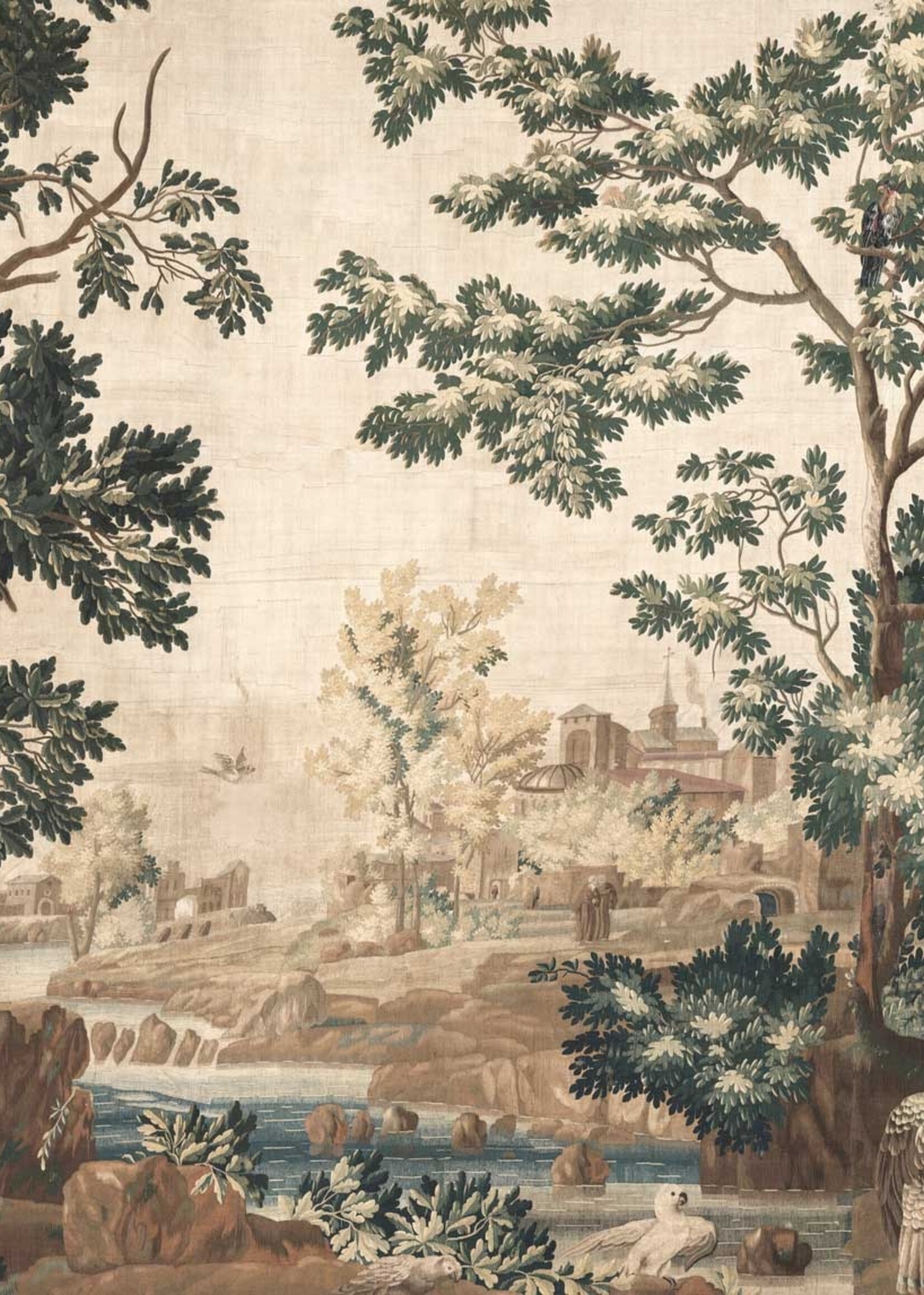Wandvullend Landscape Tapestries, behang van vintage wandkleed