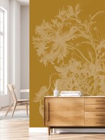 Goud metallic | Afwasbaar Goud behang Engraved Flowers