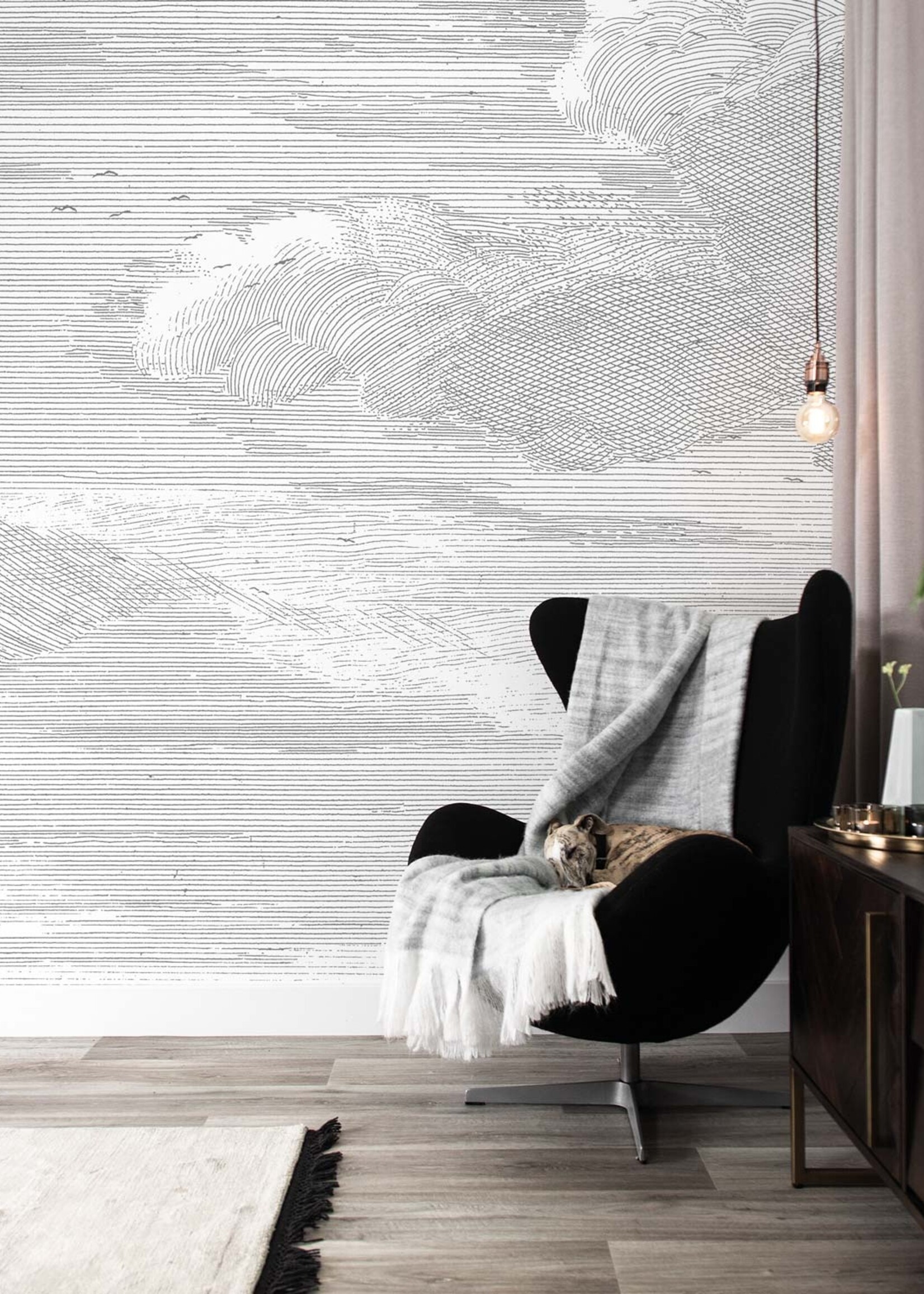 Wall Mural Engraved Clouds