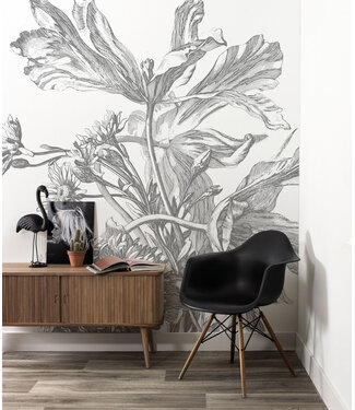 Wandvullend Wall Mural Engraved Flowers