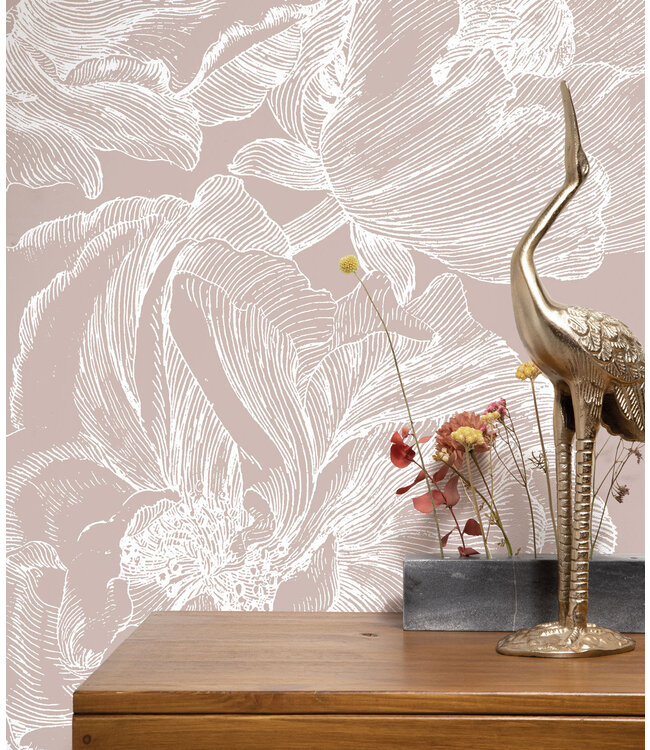 Engraved Flowers wallpaper, Nude