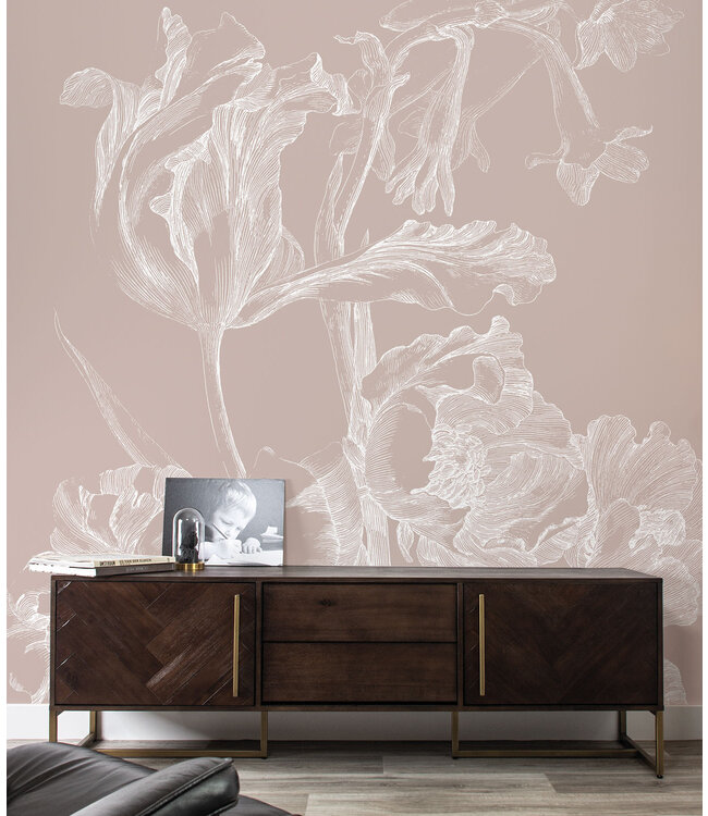 Engraved Flowers wallpaper, Nude