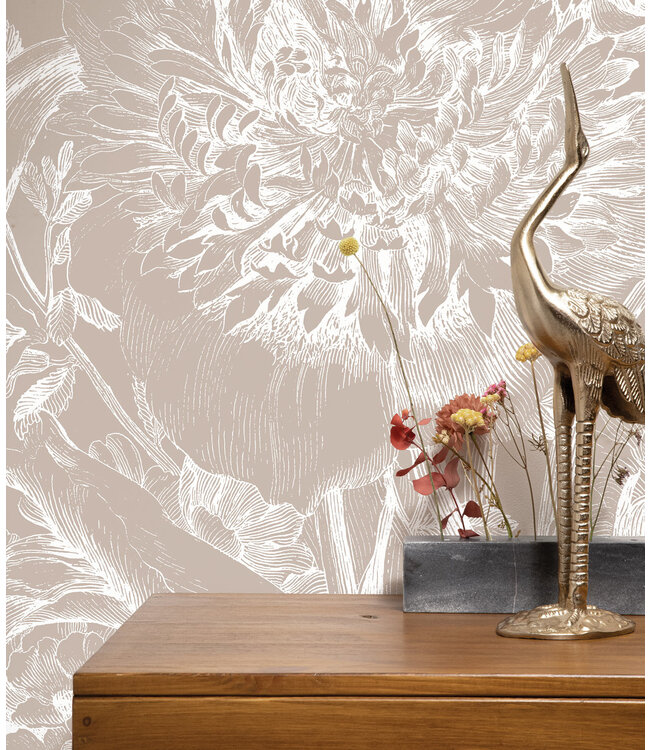 Engraved Flowers wallpaper, Sand